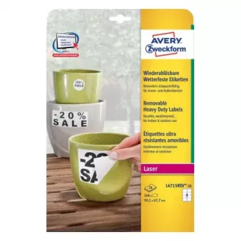 Etiqueta autoadesiva Avery L4715REV-20 retângulo arredondado removível branco