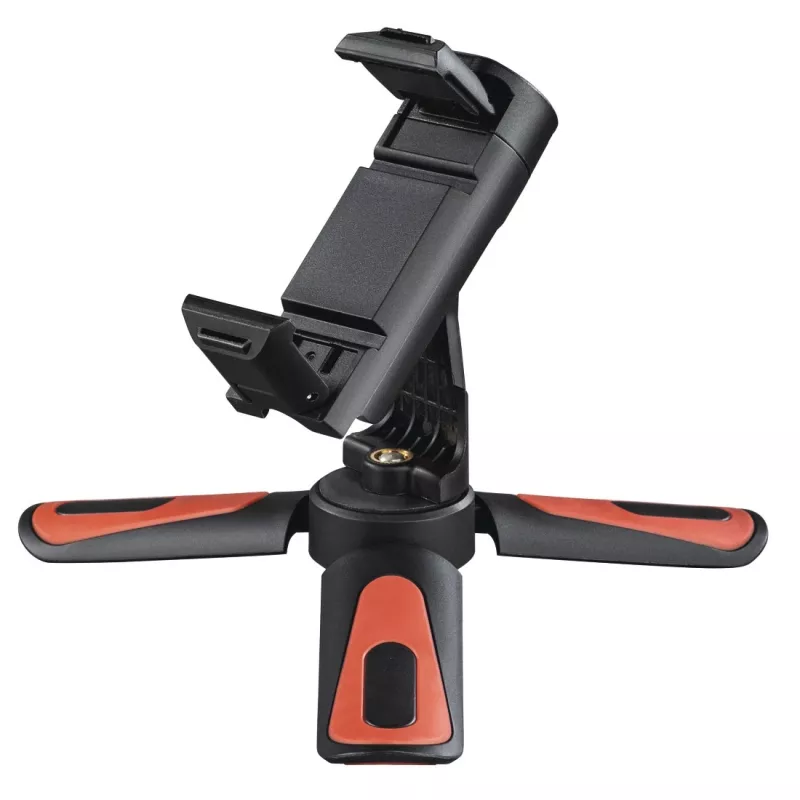 Tripé Hama Pocket II Rotation para smartphone/tablet 3 pernas preto, vermelho