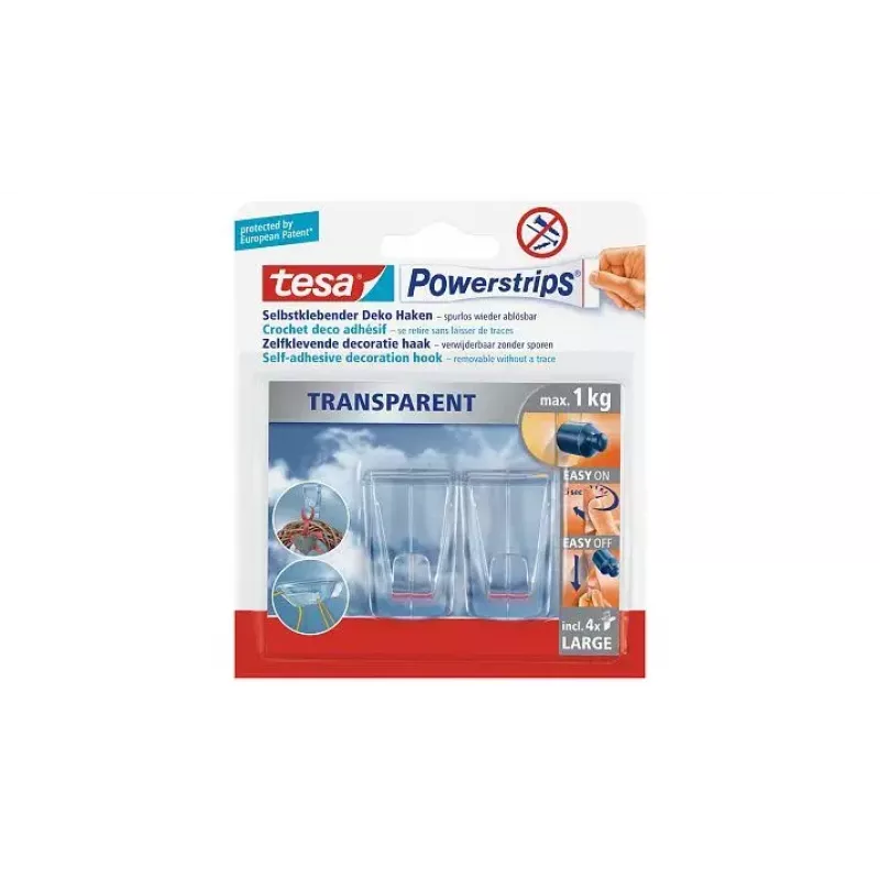 Crochets universais Tesa Powerstrips transparentes DECO 58813-00000-00