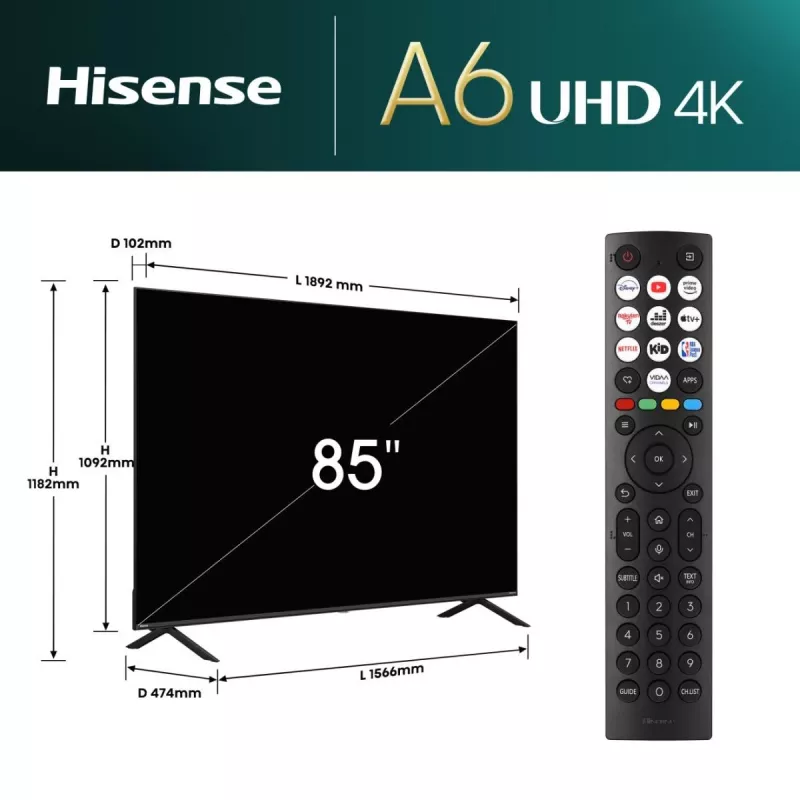 Televisor Hisense UHD 4K 85A6N ČR