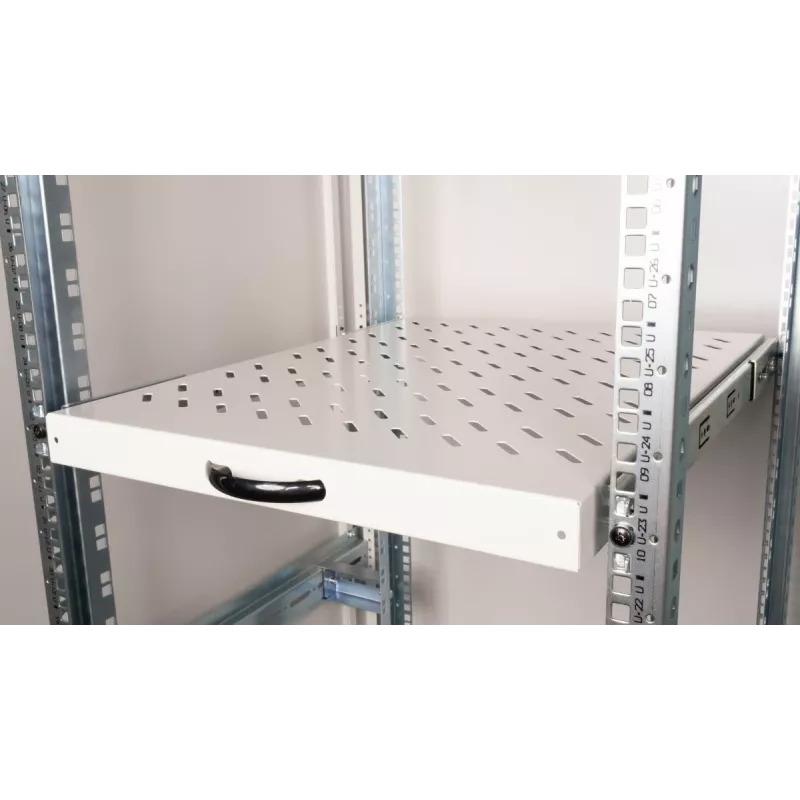 Prateleira deslizante EQUIP 19 polegadas, 1U, 800 mm de profundidade, cinzento claro