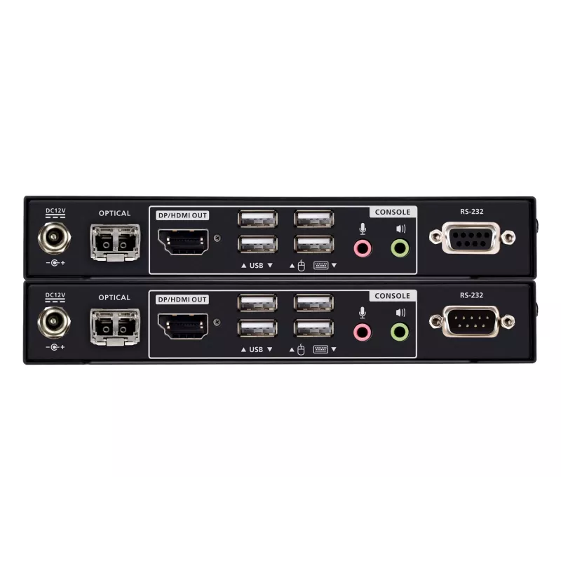 ATEN True 4K DP/HDMI Optical KVM 10km, emissor e recetor, com fios, 10000 m, 4096 x 2160 píxeis, preto, metal