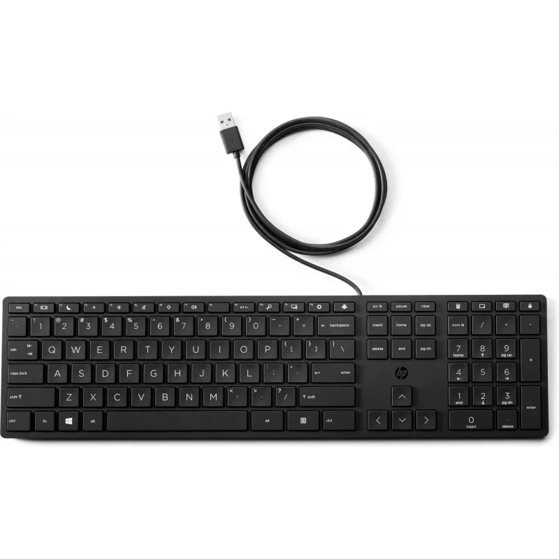 HP Wired Desktop 320K Teclado — tamanho completo USB, membrana, preto