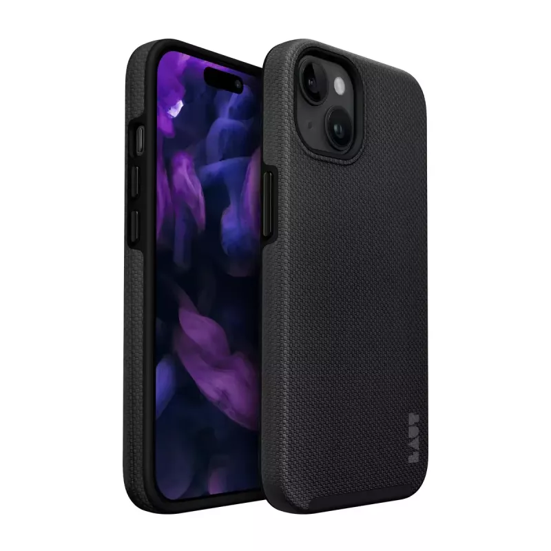 Capa de proteção LAUT SHIELD para iPhone 15 (6,1 polegadas, preto) — capa para Apple iPhone 15