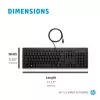 Teclado com fio HP 125 tamanho completo USB membrana QWERTY preto