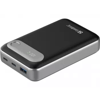 Powerbank de viagem Sandberg 20000 PD35W, 20000 mAh, polímero de lítio (LiPo), 3.7 V, preto, prateado
