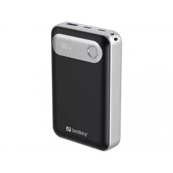 Powerbank de viagem Sandberg 20000 PD35W, 20000 mAh, polímero de lítio (LiPo), 3.7 V, preto, prateado