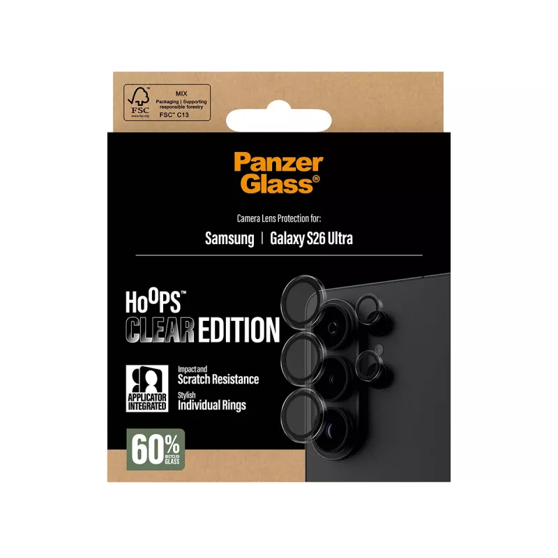Proteção de objetiva de câmara PanzerGlass Hoops transparente para Samsung Galaxy S26 Ultra PG34551