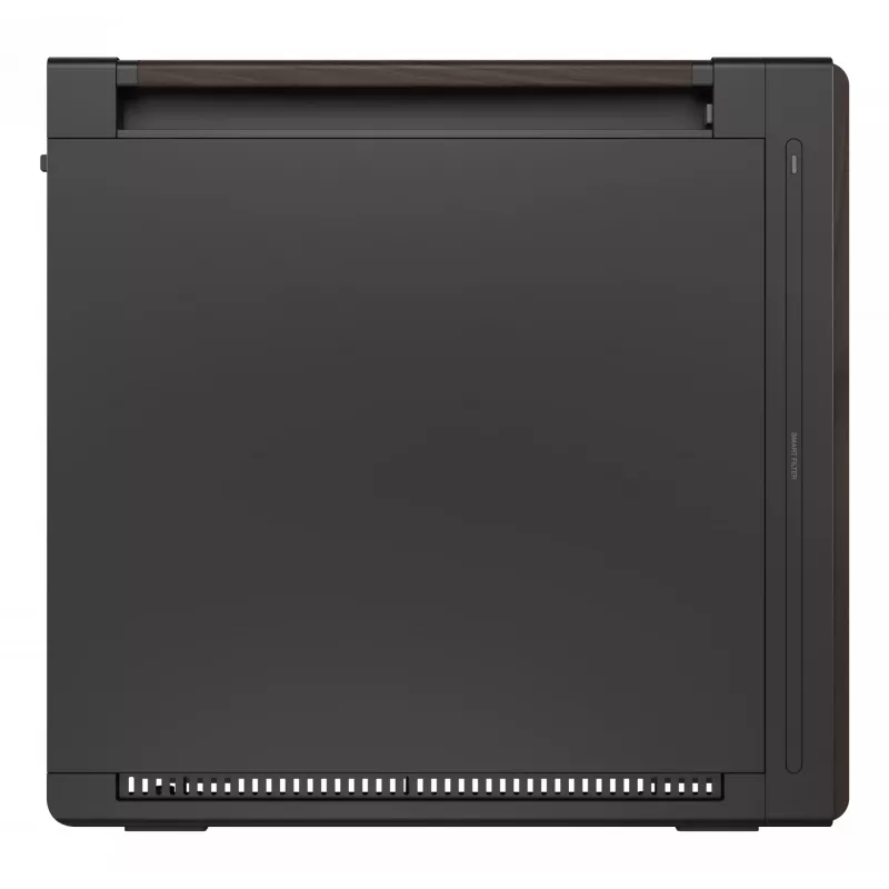 Caixa de PC ASUS ProArt PA602 Wood Edition Midi Tower — preto e madeira, suporta ATX/EATX, 2x200 mm à frente, 1x140 mm atrás