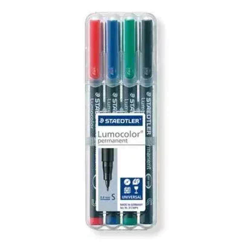 Marcador permanente Staedtler Lumocolor 313 WP4 Preto Azul Verde Vermelho