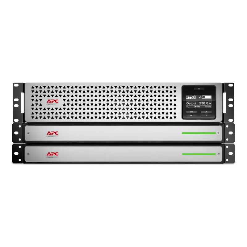 APC Smart-UPS On-Line, 1500VA, Rackmount 2U, 230V, 8x C13 tomadas IEC, placa de rede, com kit de calhas, usado sem bateria externa de iões de lítio