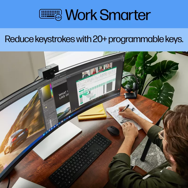 Conjunto de teclado e rato HP 650 Wireless Full-size Membrana Branco