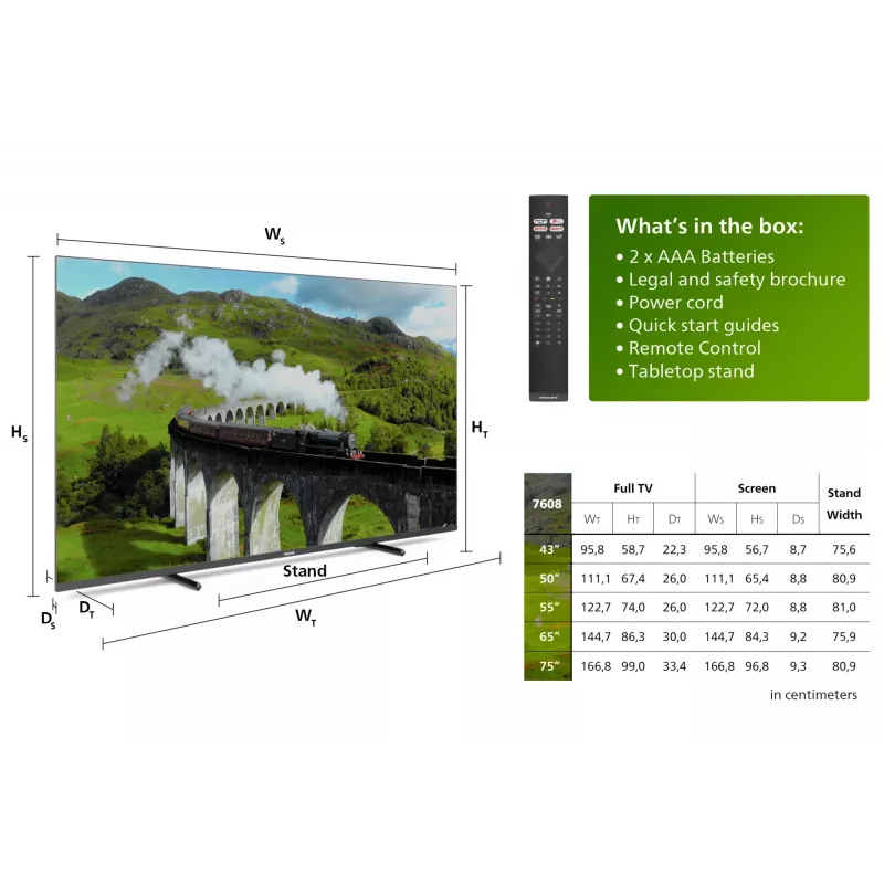 TV Philips 7600 series 75PUS7608/12 190,5 cm (75 polegadas) 4K Ultra HD Smart TV Wi-Fi Antracite, Cinzento