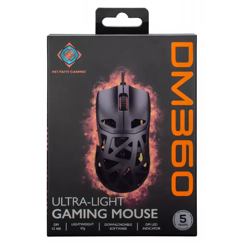 Rato Gaming DELTACO DM360 Ultra-Lightweight 47 g, 12.400 DPI, sensor 3327