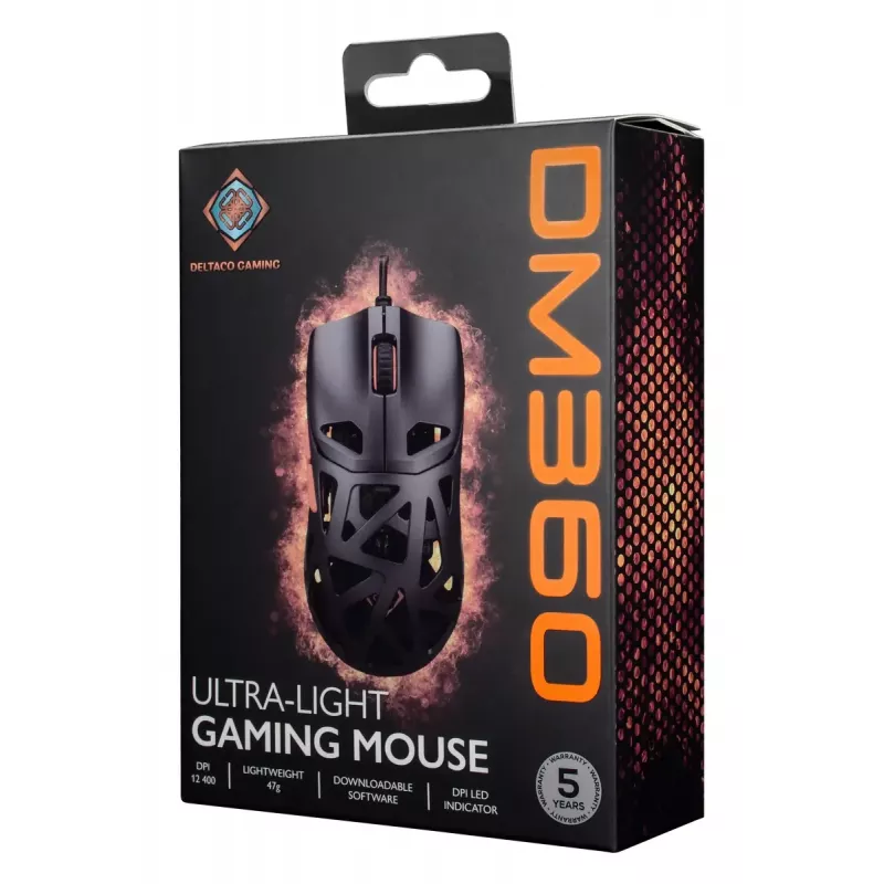 Rato Gaming DELTACO DM360 Ultra-Lightweight 47 g, 12.400 DPI, sensor 3327