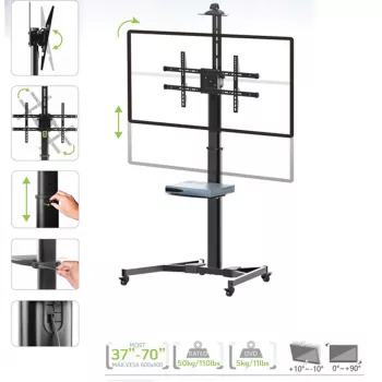 Techly ICA-TR46 Suporte/carrinho multimédia preto ecrã plano