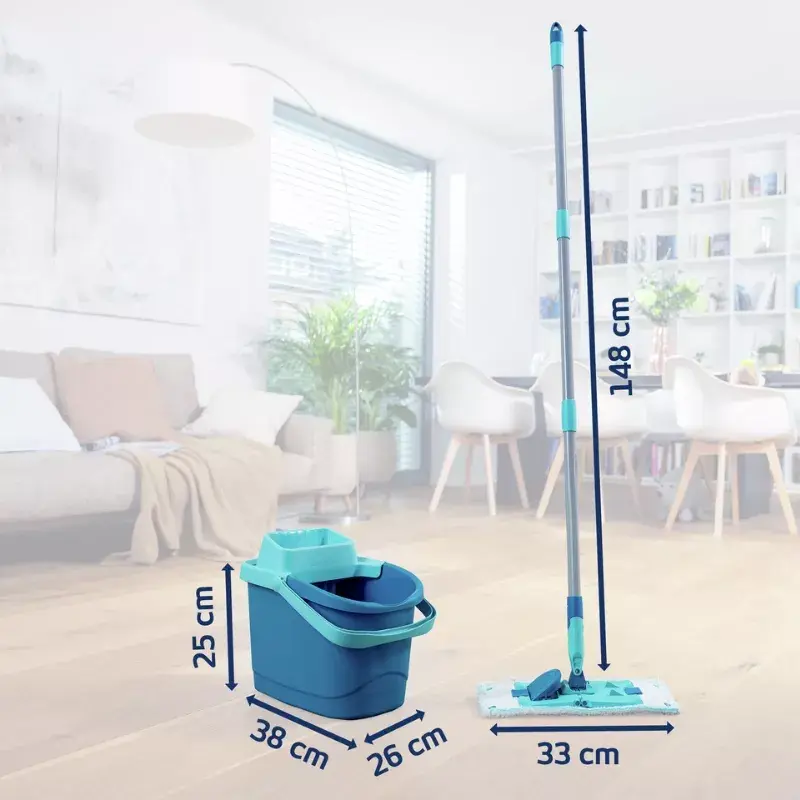Conjunto de limpeza de pavimentos Leifheit PowerClean M 1055510 com pano de microfibra e cabo ajustável