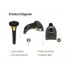 Leitor de códigos de barras manual Equip 1D laser USB com fio preto ABS