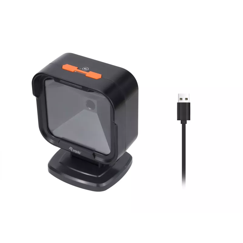 Leitor de códigos de barras de secretária Equip USB 2D omnidirecional 1MP, leitor de códigos fixo