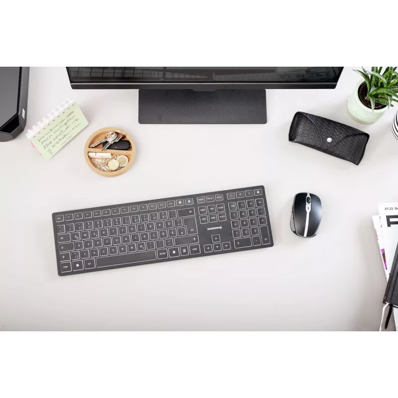 Teclado CHERRY KW 9100 fino Universal RF Wireless + Bluetooth preto