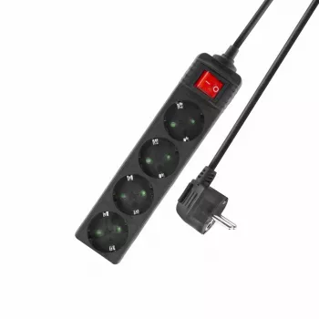 Régua de tomadas ACT com interruptor iluminado, 4 tomadas, 2 m, preto