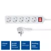 Extensão elétrica ACT com interruptor iluminado e ficha plana, 5 tomadas, 1,5 m, branco