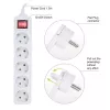 Extensão elétrica ACT com interruptor iluminado e ficha plana, 5 tomadas, 1,5 m, branco