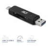 Leitor de cartões ACT USB-C/USB-A 3.0 preto