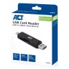 Leitor de cartões ACT USB-C/USB-A 3.0 preto