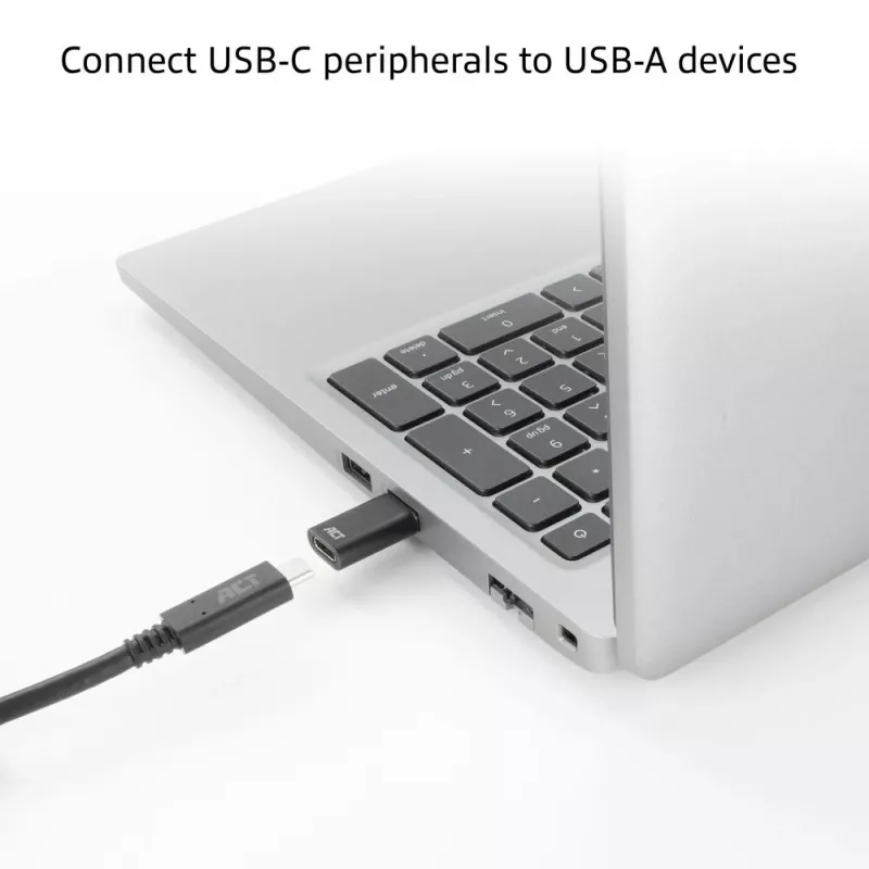 Adaptador ACT AC7376 USB-A macho para USB-C fêmea, preto