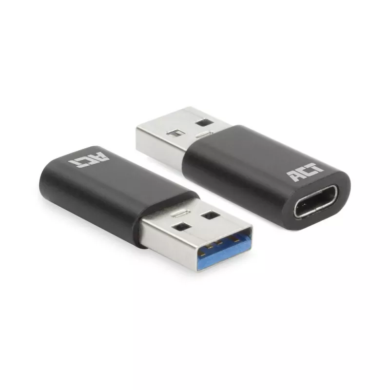 Adaptador ACT AC7376 USB-A macho para USB-C fêmea, preto