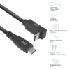 Cabo ACT USB 3.0 10Gbps 60W USB Type-C (direito) para USB Type-C (angular para cima/baixo), 1 metro