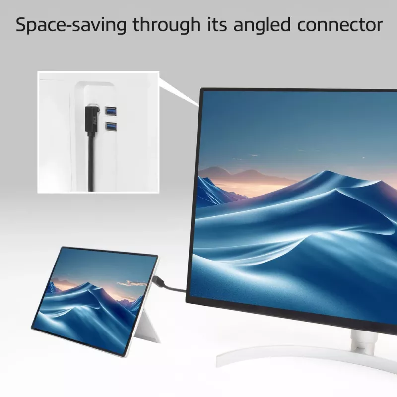 Cabo ACT USB 3.0 10Gbps 60W USB Type-C (angular para cima/baixo) para USB Type-C (angular para cima/baixo), 1 metro