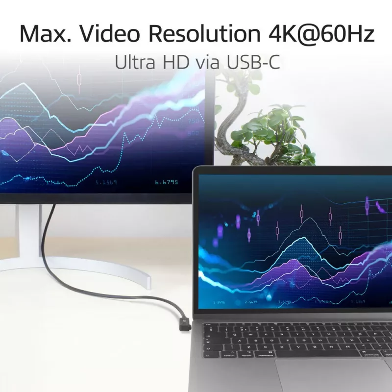 Cabo ACT USB 3.0 10Gbps 60W USB Type-C (angular para a esquerda/direita) para USB Type-C (angular para cima/baixo), 2 metros