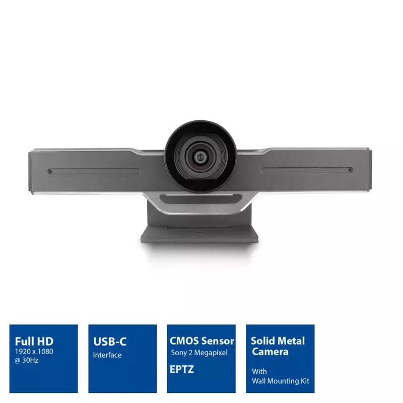 Câmara de conferência ACT Full HD com microfone, função de rotação, inclinação e zoom
