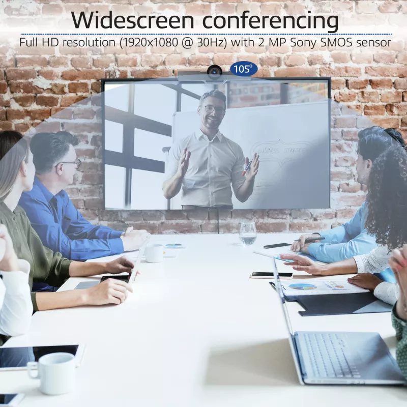 Câmara de conferência ACT Full HD com microfone, função de rotação, inclinação e zoom