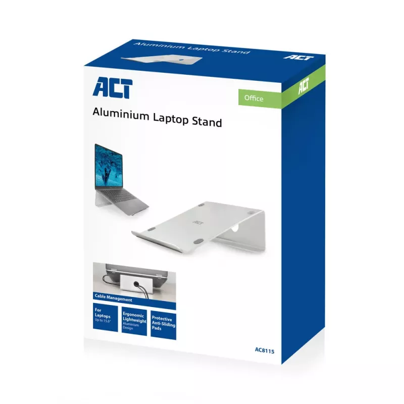 Suporte para portátil ACT AC8115 alumínio cinzento 190x260x90 mm
