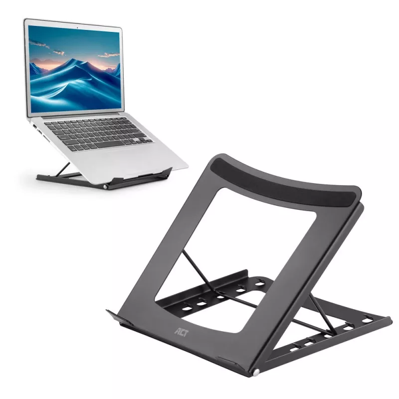 Suporte para portátil ACT AC8145 com 5 posições de altura ajustáveis, preto