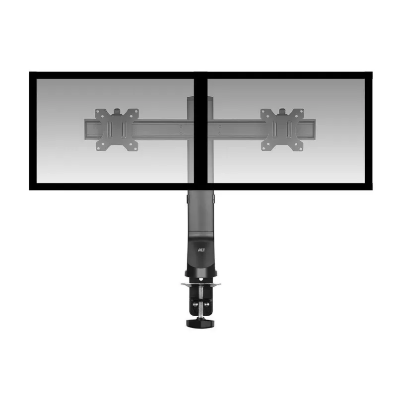 Braço duplo para monitor ACT de escritório com ajuste rápido de altura, grampo/furo, 14 kg