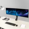Braço duplo para monitor ACT de escritório com ajuste rápido de altura, grampo/furo, 14 kg