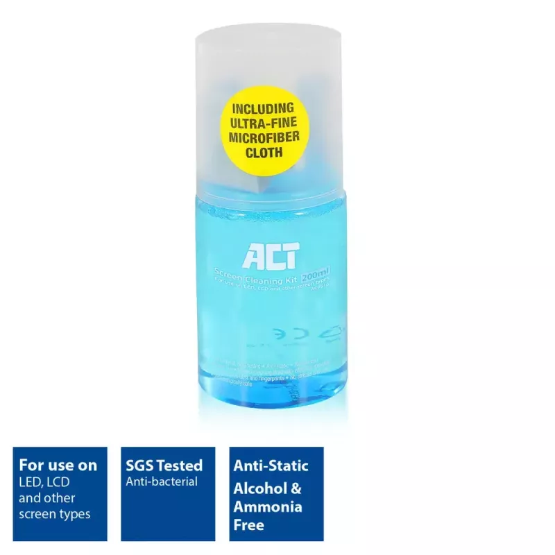 Spray de limpeza para equipamentos ACT 200 ml para ecrãs LCD LED Plasma