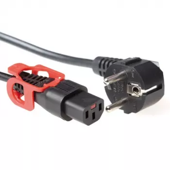 Cabo de alimentação ACT Powercord CEE 7/7 macho (curvado) - C13 IEC Lock+ preto 2 m, EL332S