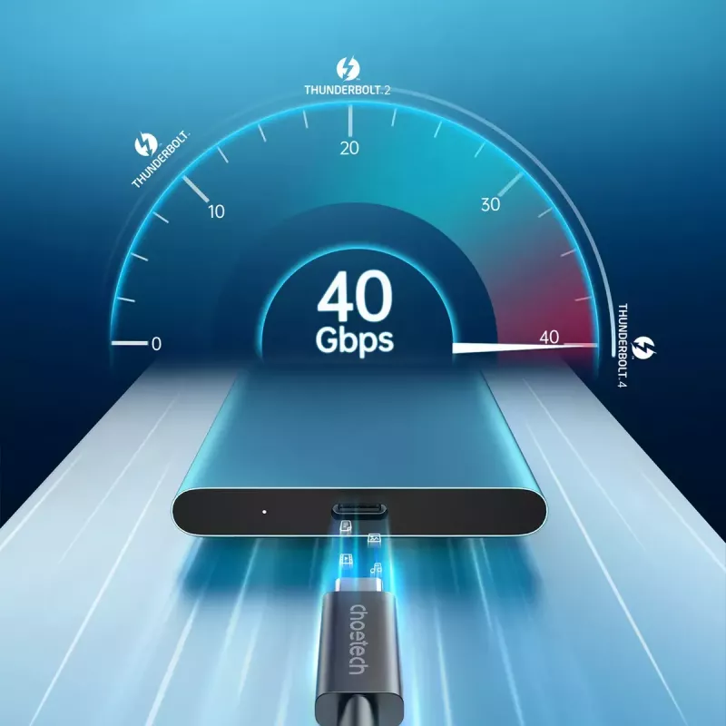 Cabo USB-C para USB-C Thunderbolt 4 CHOETECH — 40 Gbit/s, carregamento 100 W