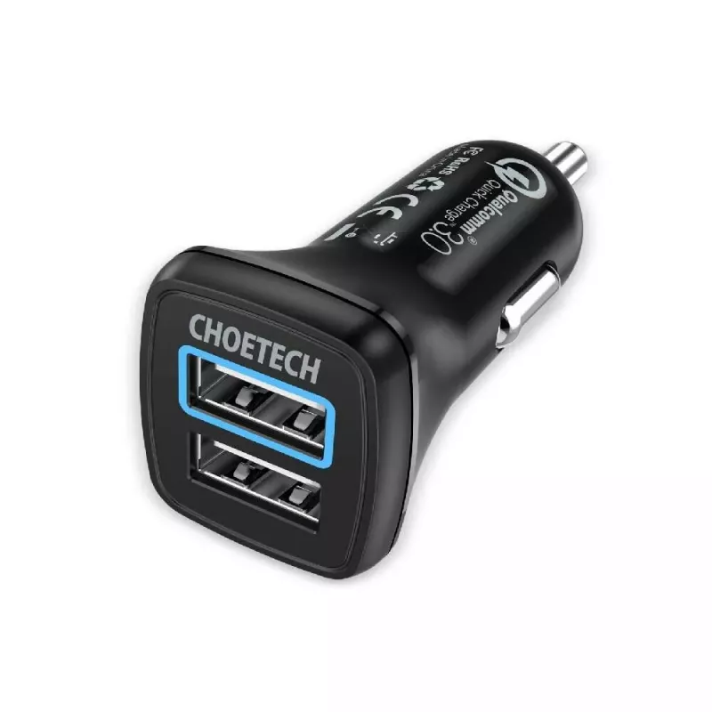 Fonte de alimentação CHOETECH C0051 dual USB-A 36W QC3.0, preto