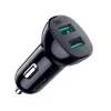 Fonte de alimentação CHOETECH C0051 dual USB-A 36W QC3.0, preto