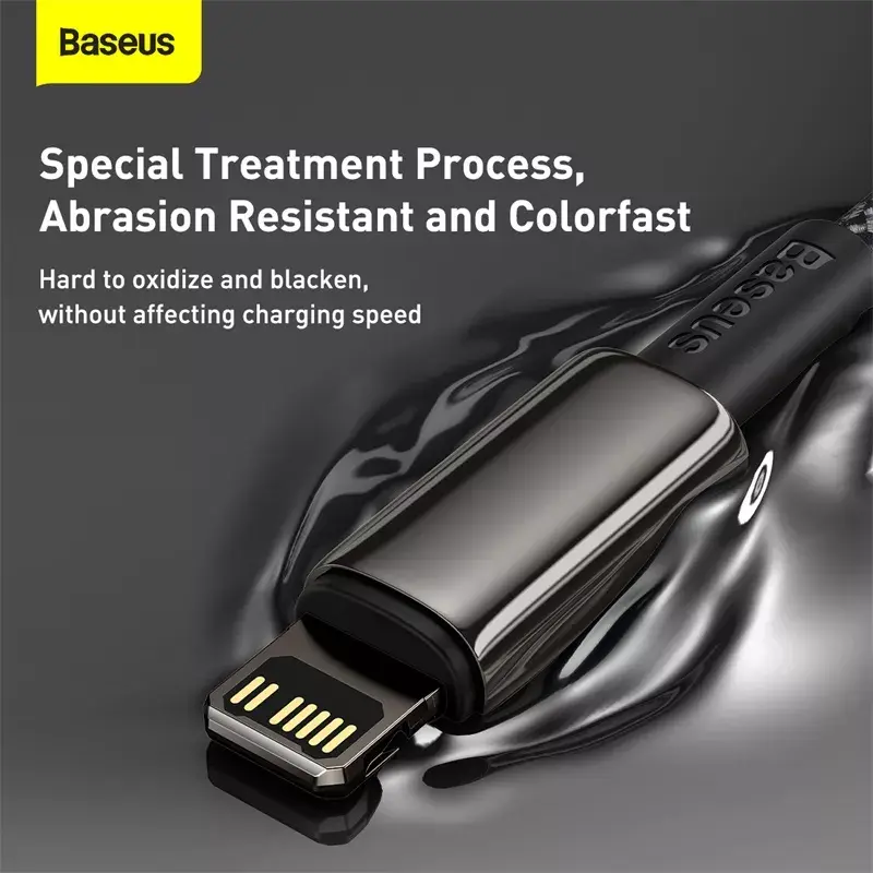 Cabo Baseus Tungsten Gold 1 m preto Lightning para USB C