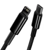 Cabo Baseus Tungsten Gold 1 m preto Lightning para USB C