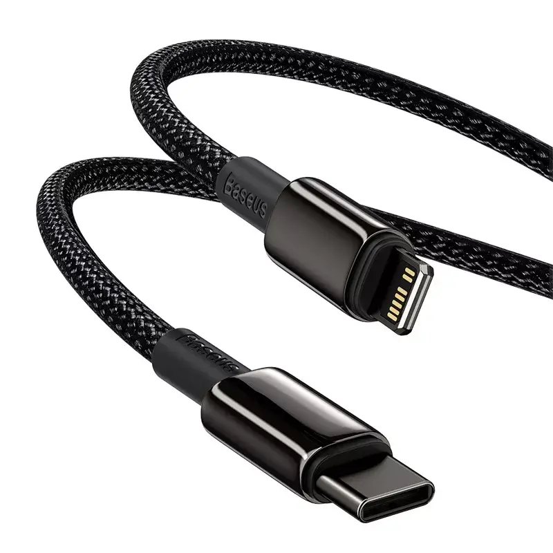 Cabo Baseus Tungsten Gold 1 m preto Lightning para USB C