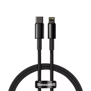Cabo Baseus Tungsten Gold 1 m preto Lightning para USB C