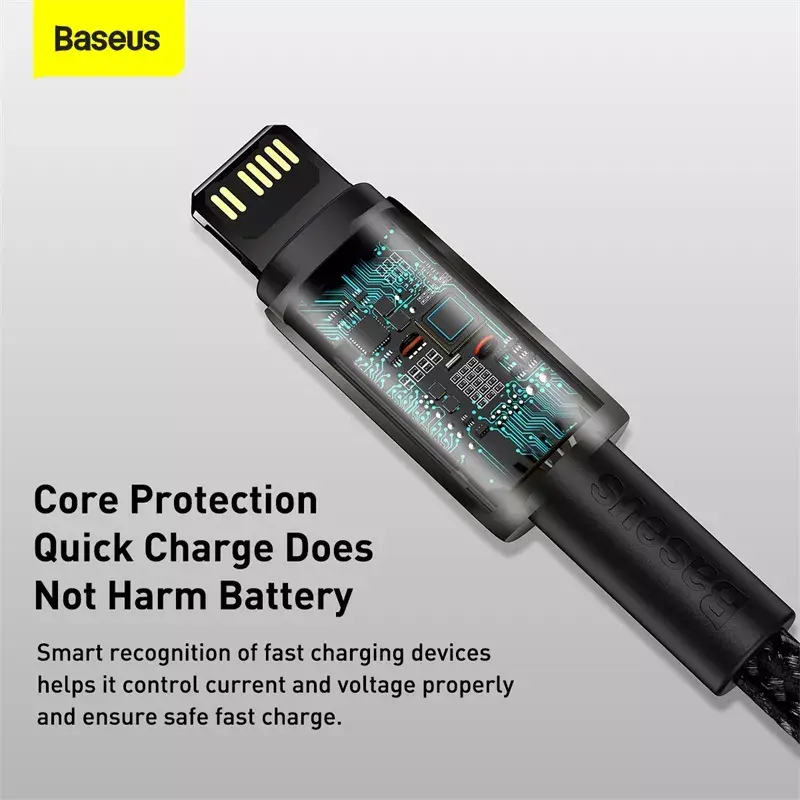 Cabo Baseus Tungsten Gold 2 m preto Lightning USB C